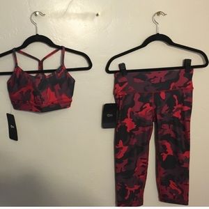 Red camouflage matching sports bra and leggings